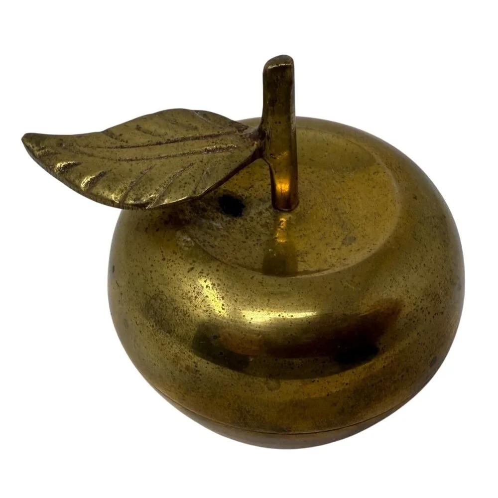 Vintage‎ Solid Brass Apple Figurine Paperweight 3.25
